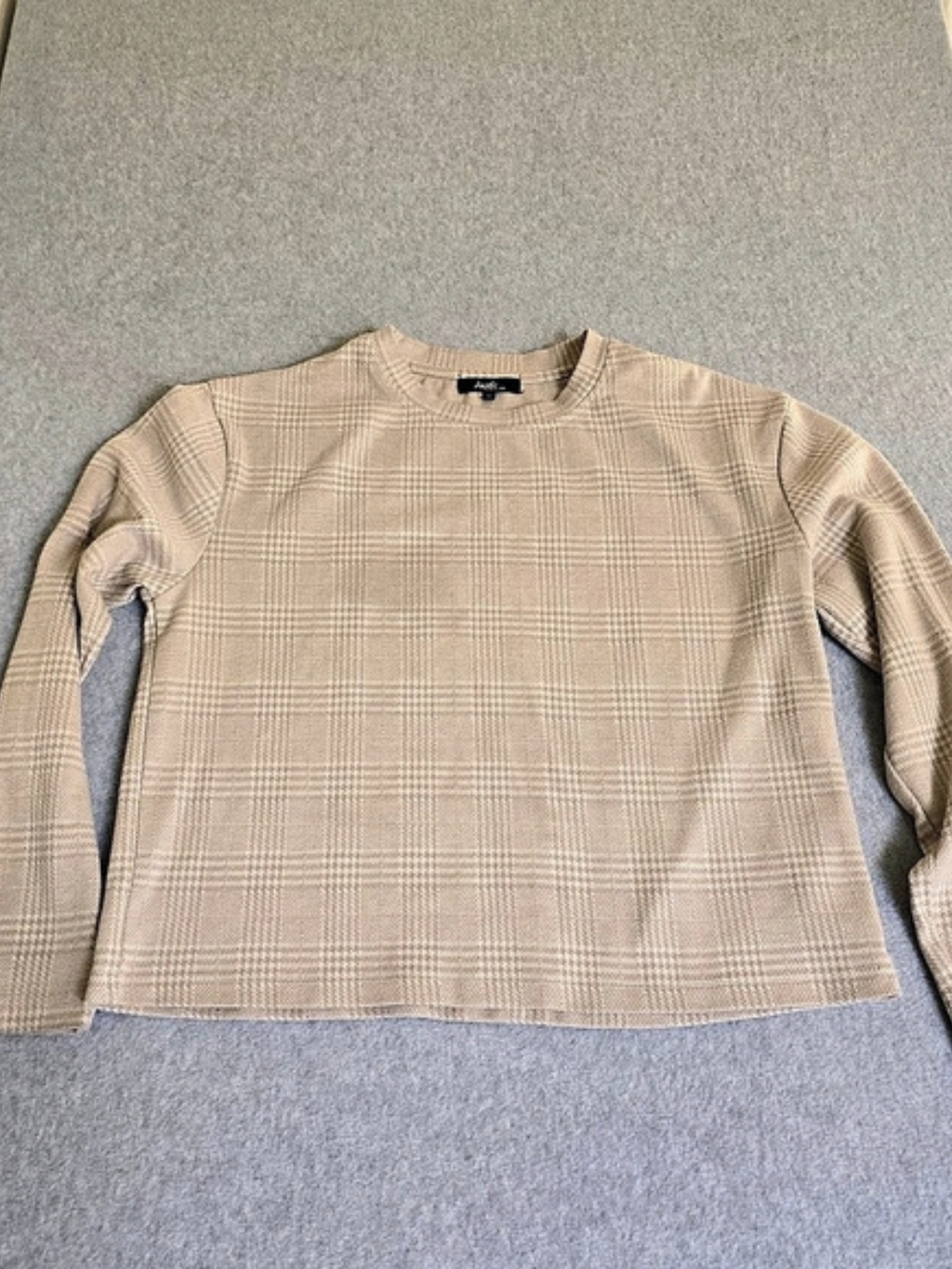 Angels Forever Young Beige Plaid Cropped Top M